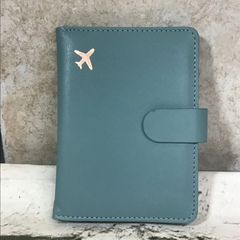 Melsbrinna Passport Case Card Slots Travel ID Document Holder Light Blue Travel